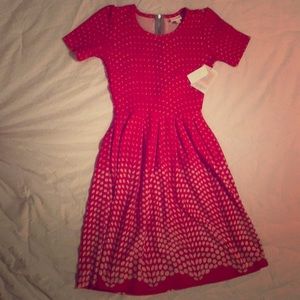 Lularoe Amelia Orange/Red Dress NWT